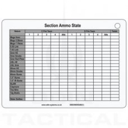 A6 Section Ammo Slate Card 